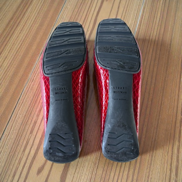 Stuart Weitzman US 10 M Women Driving Loafer Moc Toe Patent Leather Red - Picture 5 of 5